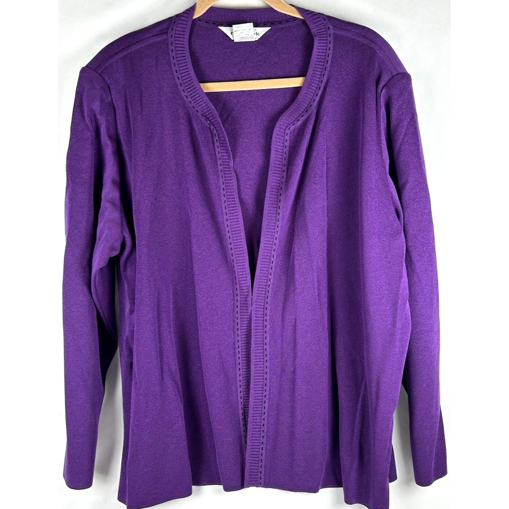 Exclusively Misook Purple Knit Cardigan Jacket Plus 3X Open Front